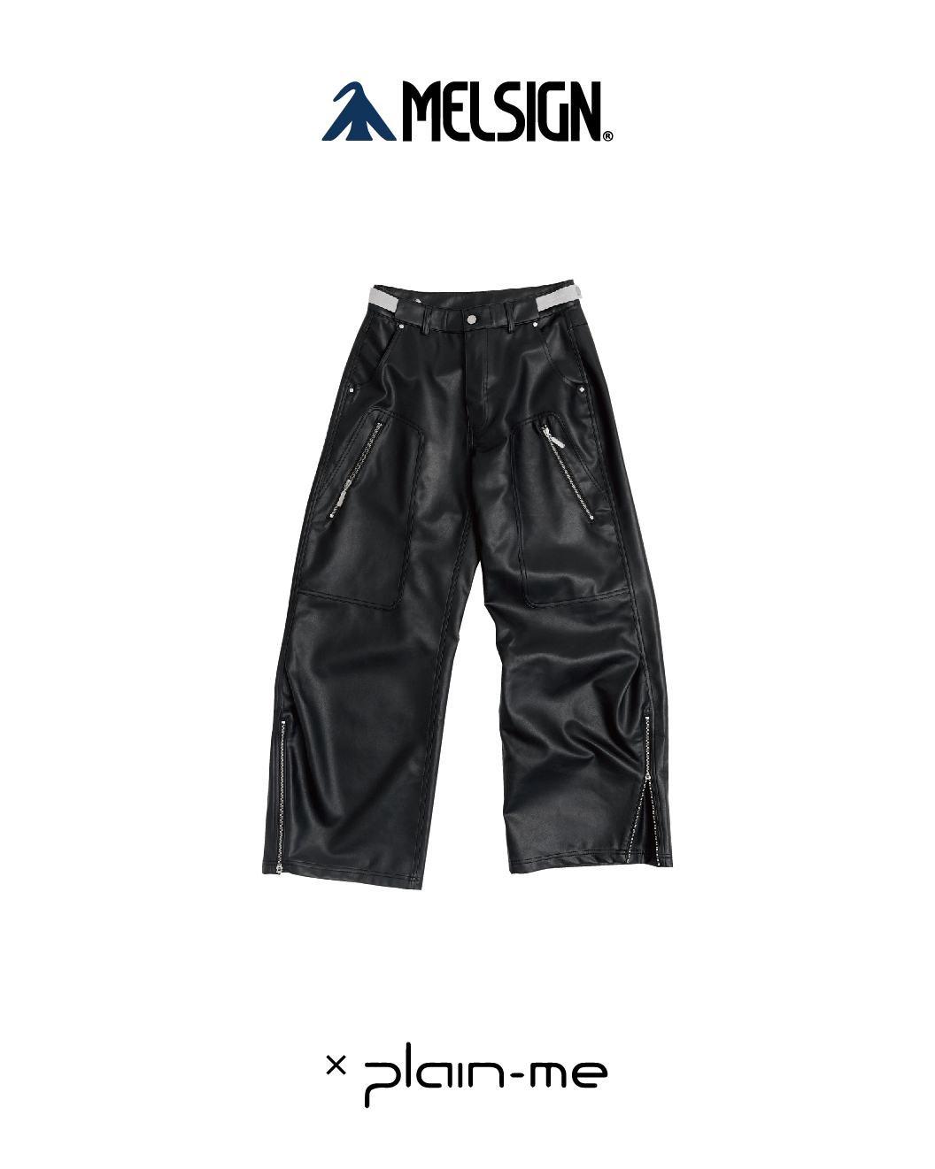 MELSIGN x plain-me 俐落拉鍊皮褲 聯名款 黑 25 A/W On Duty Faux-Leather Pants