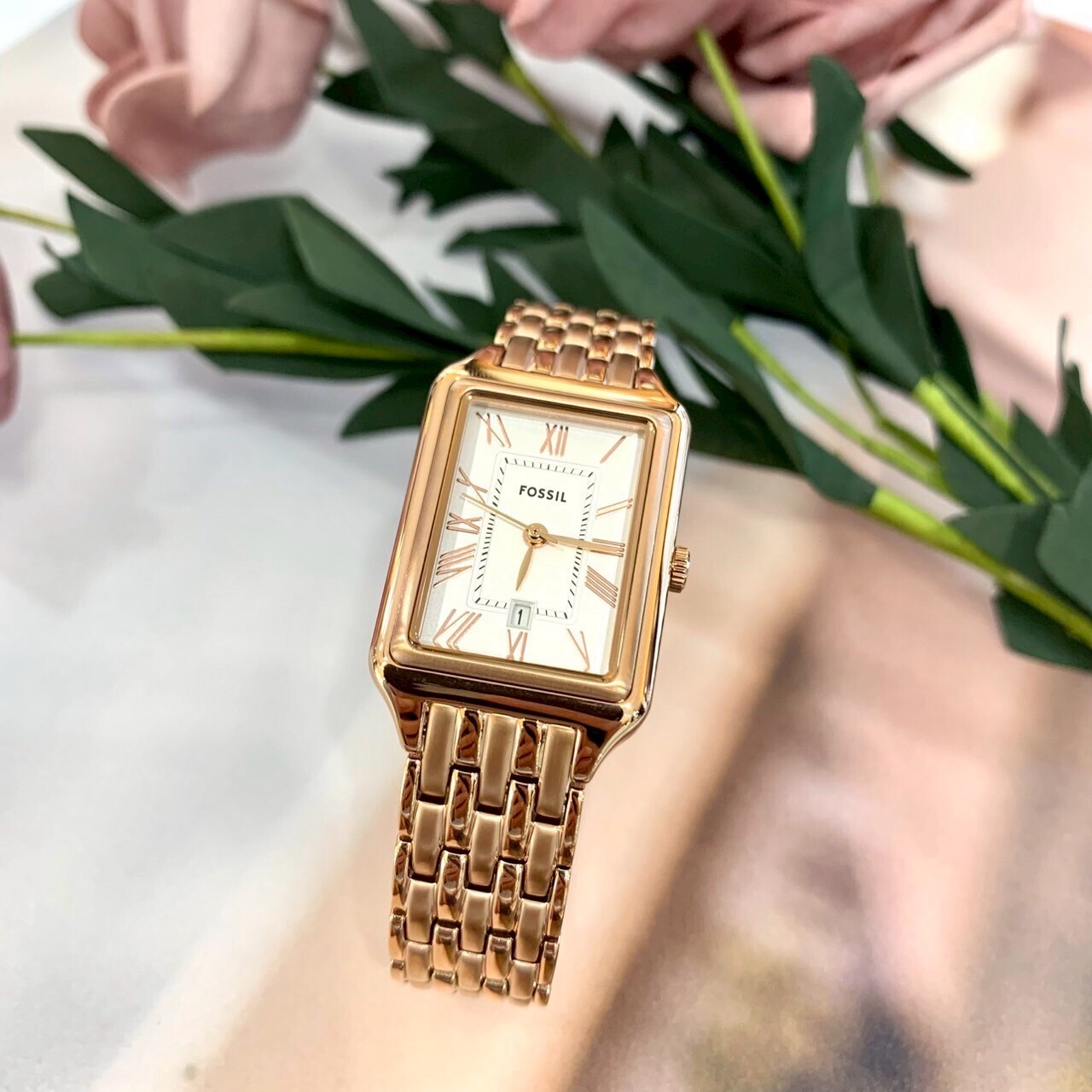 【FOSSIL】方形經典復刻石英女錶ES5271 23mm 現代鐘錶