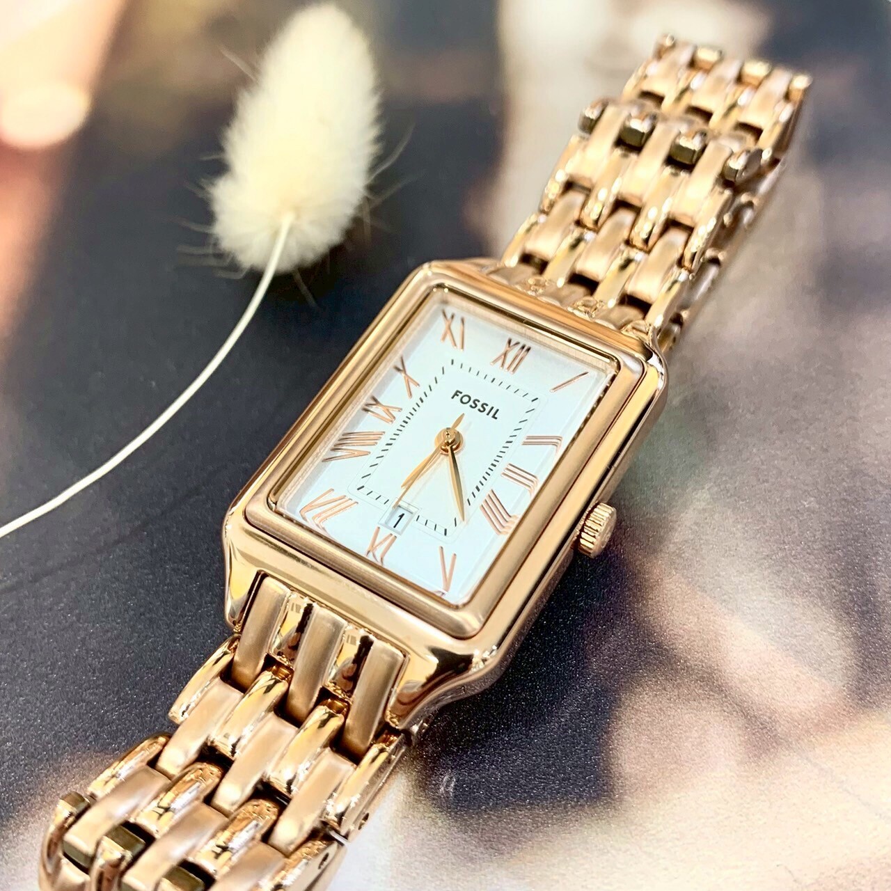 【FOSSIL】方形經典復刻石英女錶ES5271 23mm 現代鐘錶