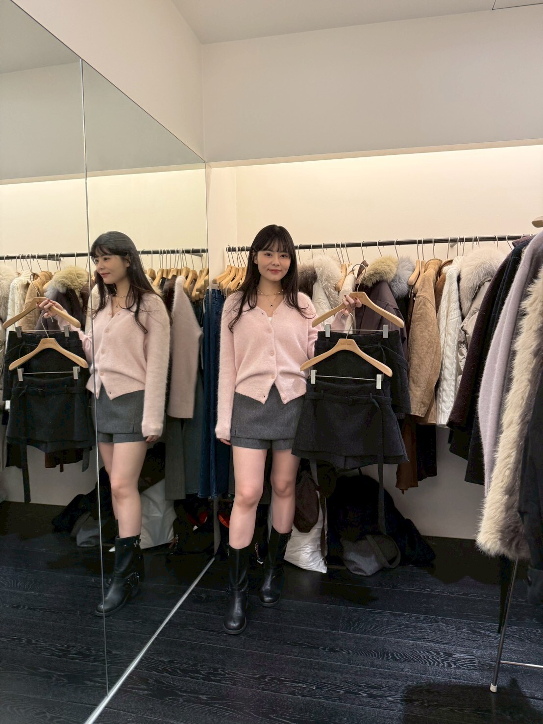 OB5205 老錢風時髦腰帶短裙(S/M)