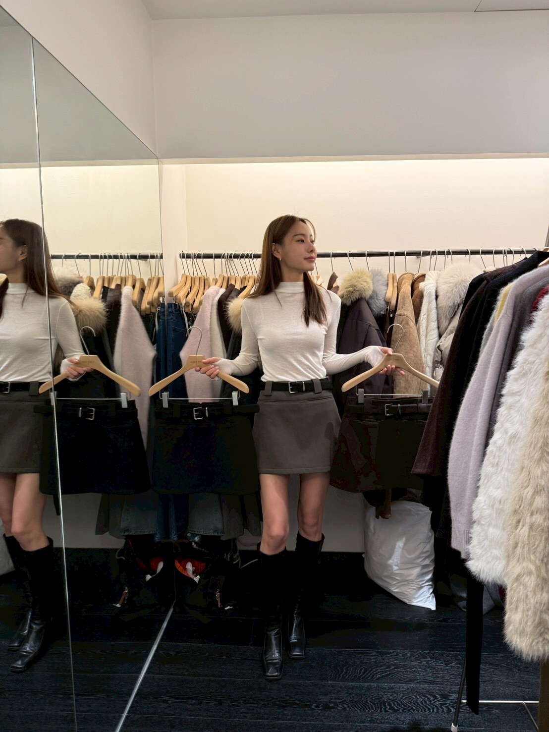 OB5238 腰帶A字形迷你裙(S/M)