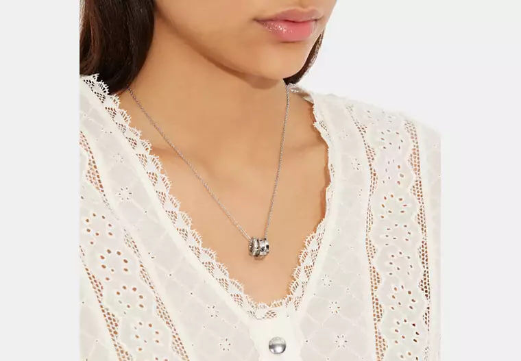 [U] COACH SILVER CI902 SIGNATURE RONDELL NECKLACE, 889295522721 (UCO173)