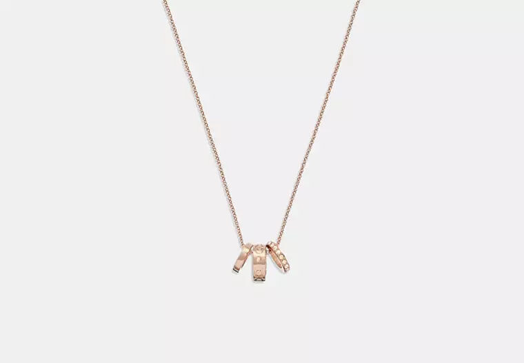[U] COACH ROSE GOLD CI902 SIGNATURE RONDELL NECKLACE, 889295522714 (UCO175)