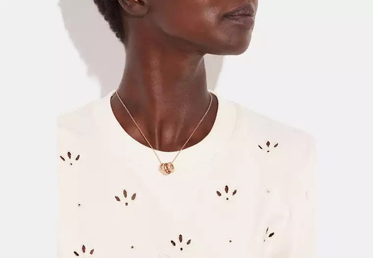 [U] COACH ROSE GOLD CI902 SIGNATURE RONDELL NECKLACE, 889295522714 (UCO175)