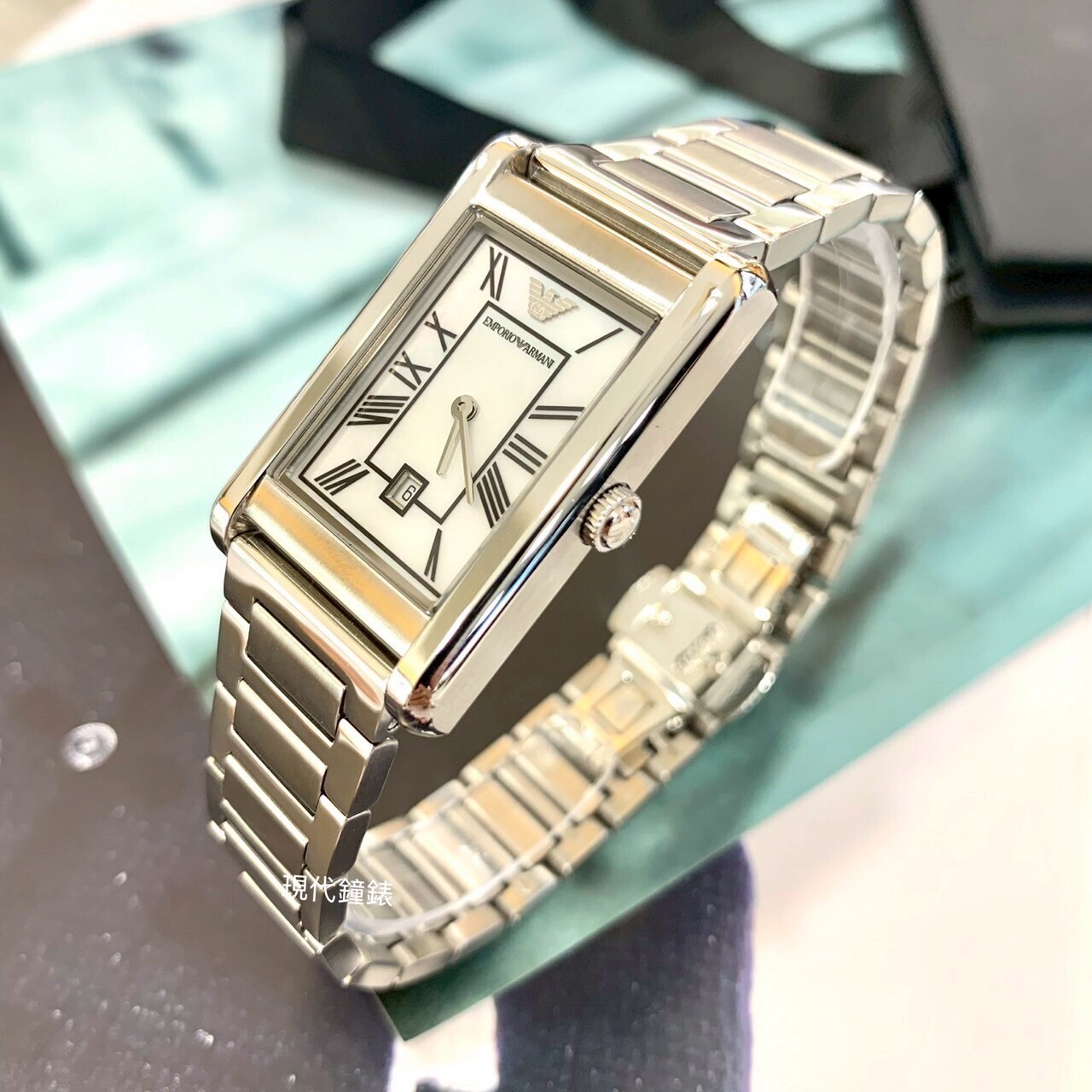 【EMPORIO ARMANI 亞曼尼】貝殼紋方形女錶 AR11664  25mm 現代鐘錶