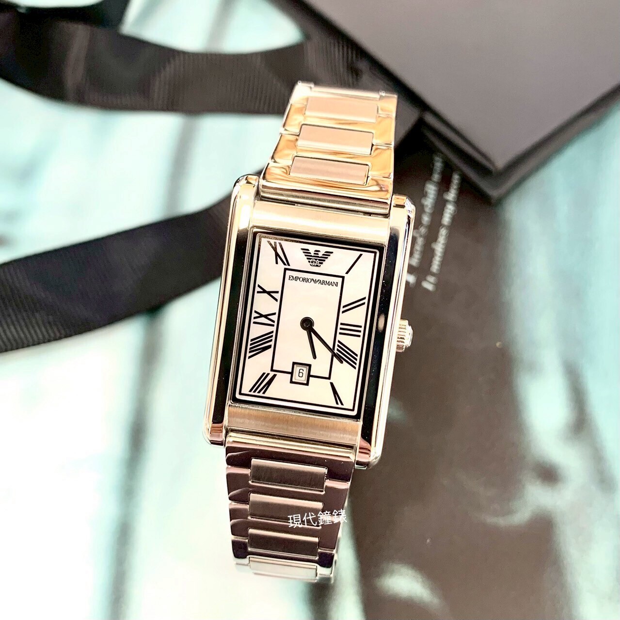 【EMPORIO ARMANI 亞曼尼】貝殼紋方形女錶 AR11664  25mm 現代鐘錶