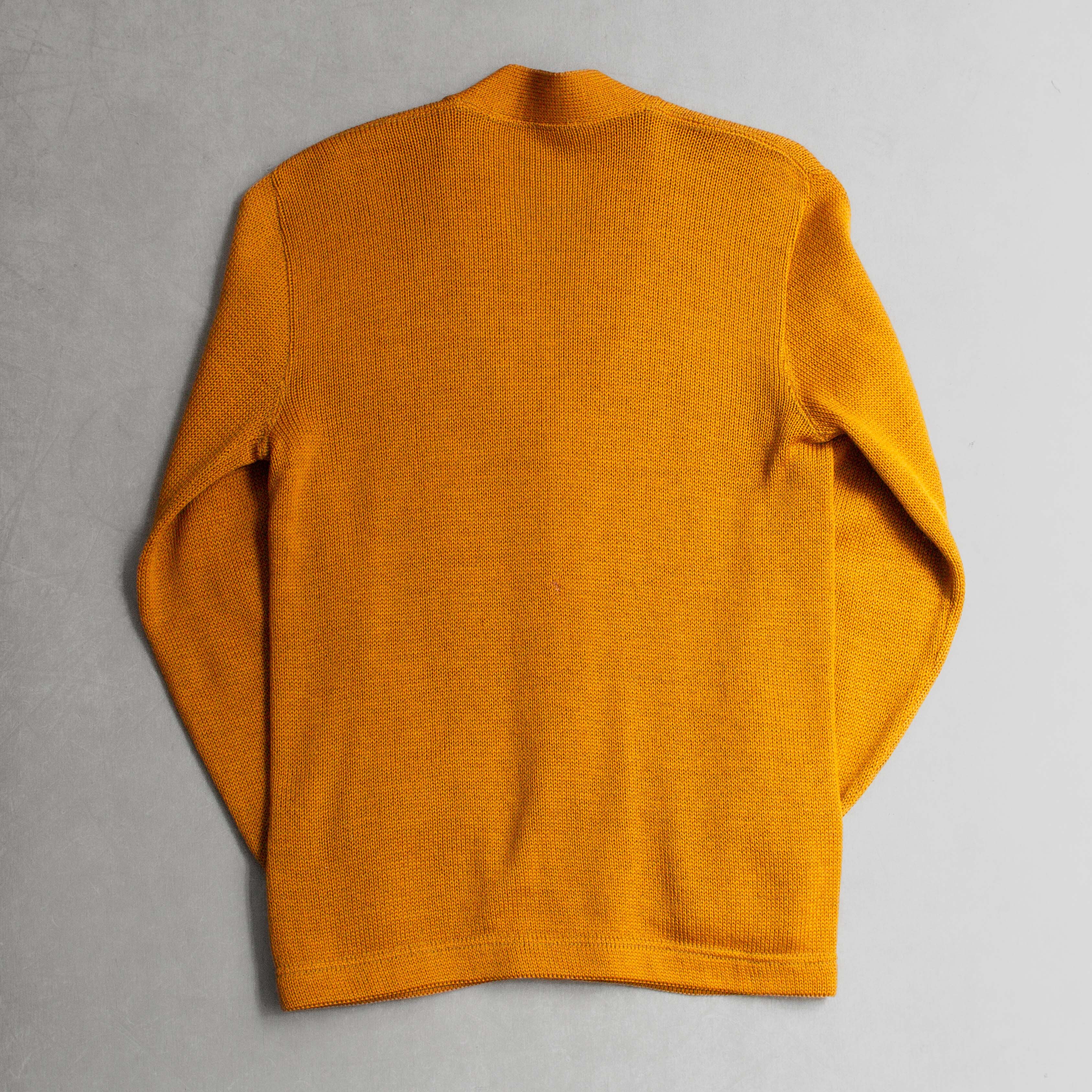50-60S VINTAGE VARSITY CARDIGAN 美國 芥黃 素面 校隊 開襟 針織毛衣