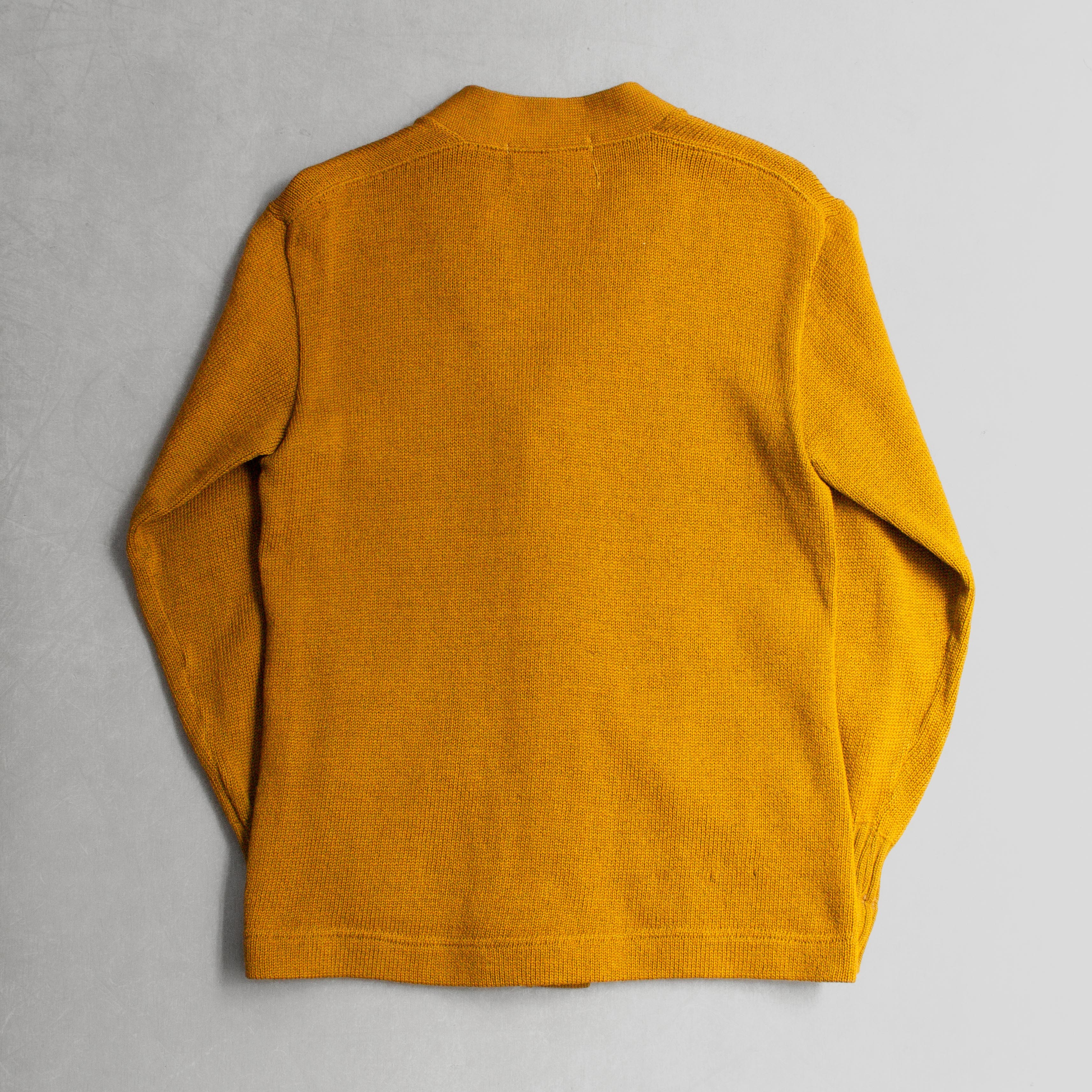 50S LAMB KNIT VARSITY CARDIGAN 美國製 芥黃 羊毛 校隊 開襟 針織毛衣