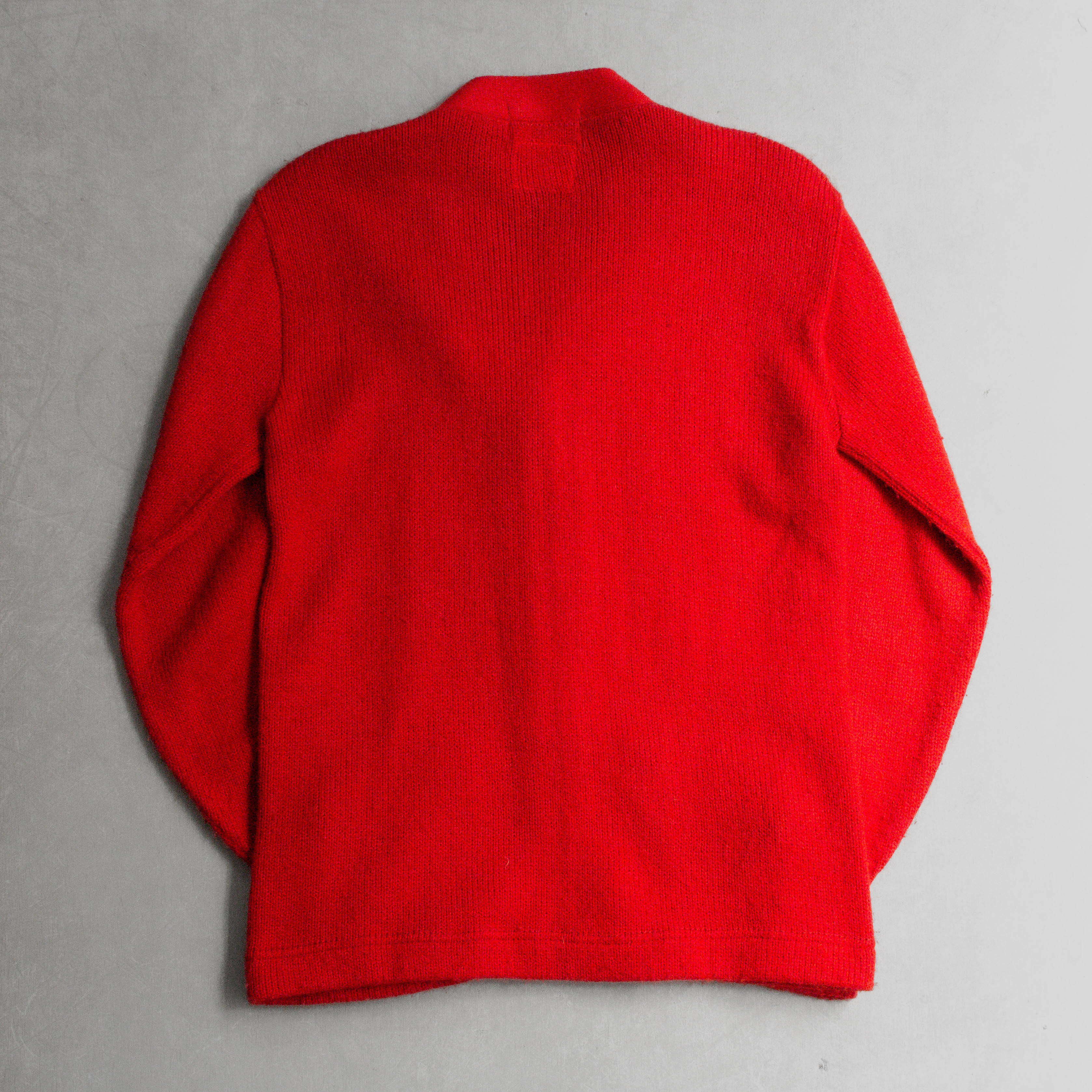 50S NEW ERA VARSITY CARDIGAN 美國製 紅色 素面 羊毛 校隊 開襟 針織毛衣