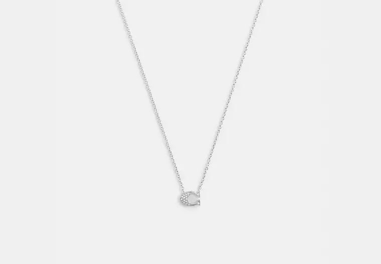 [U] COACH SILVER 91433 PAVE SIGNATURE NECKLACE, 889295375341 (UCO178)