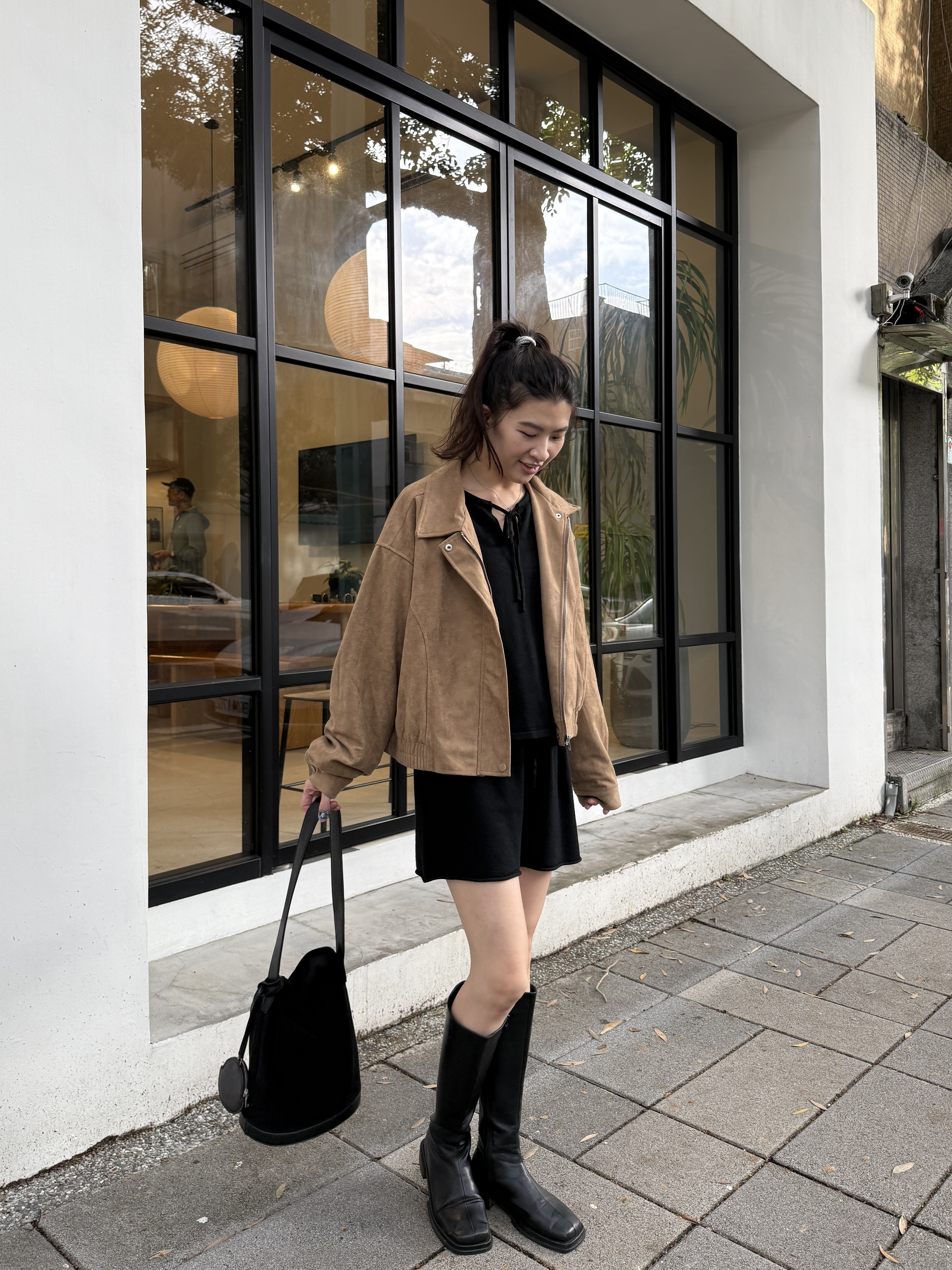 麂皮率性拉鍊外套