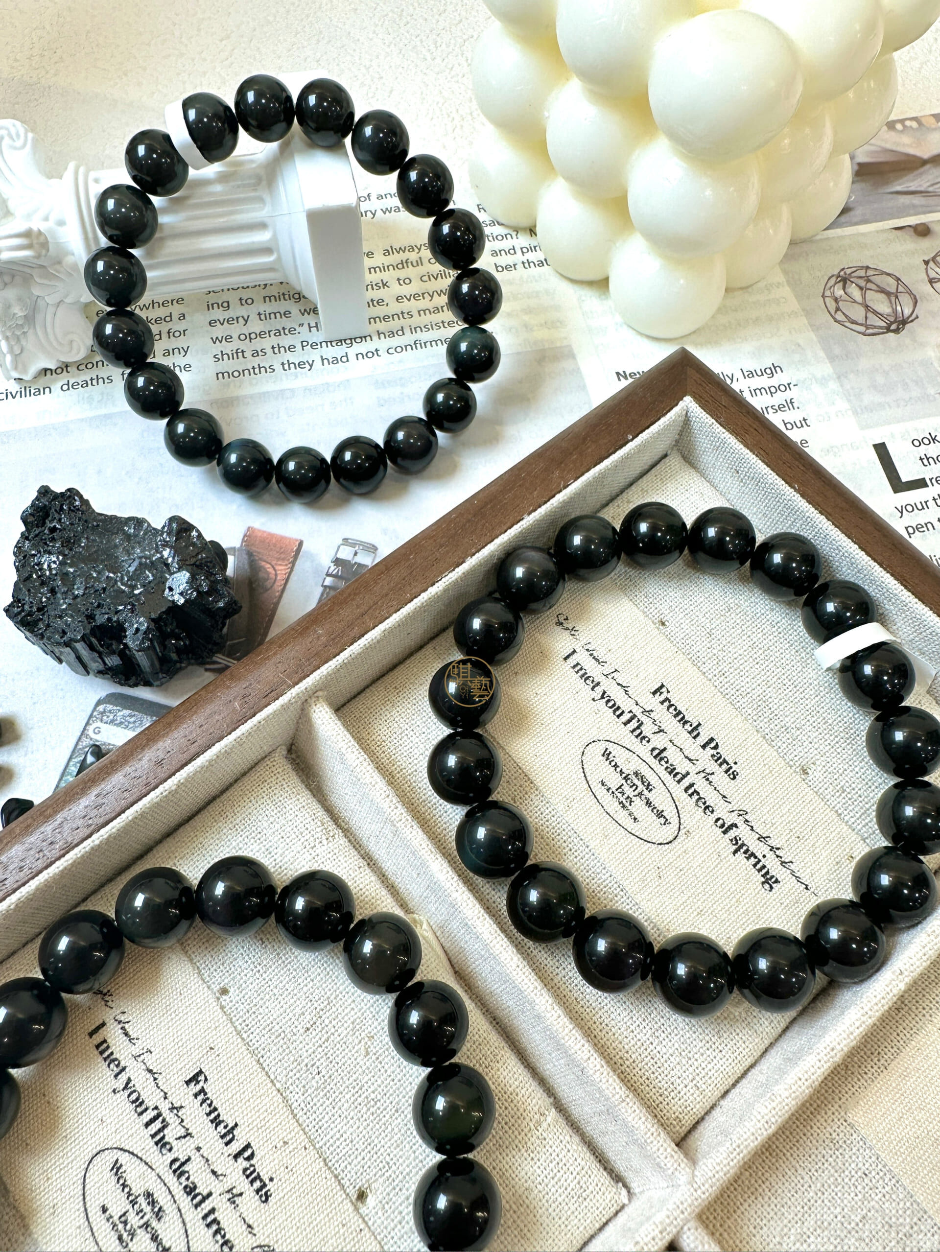 金曜石手串 8-14mm｜金色光斑・強力防護・穩定磁場