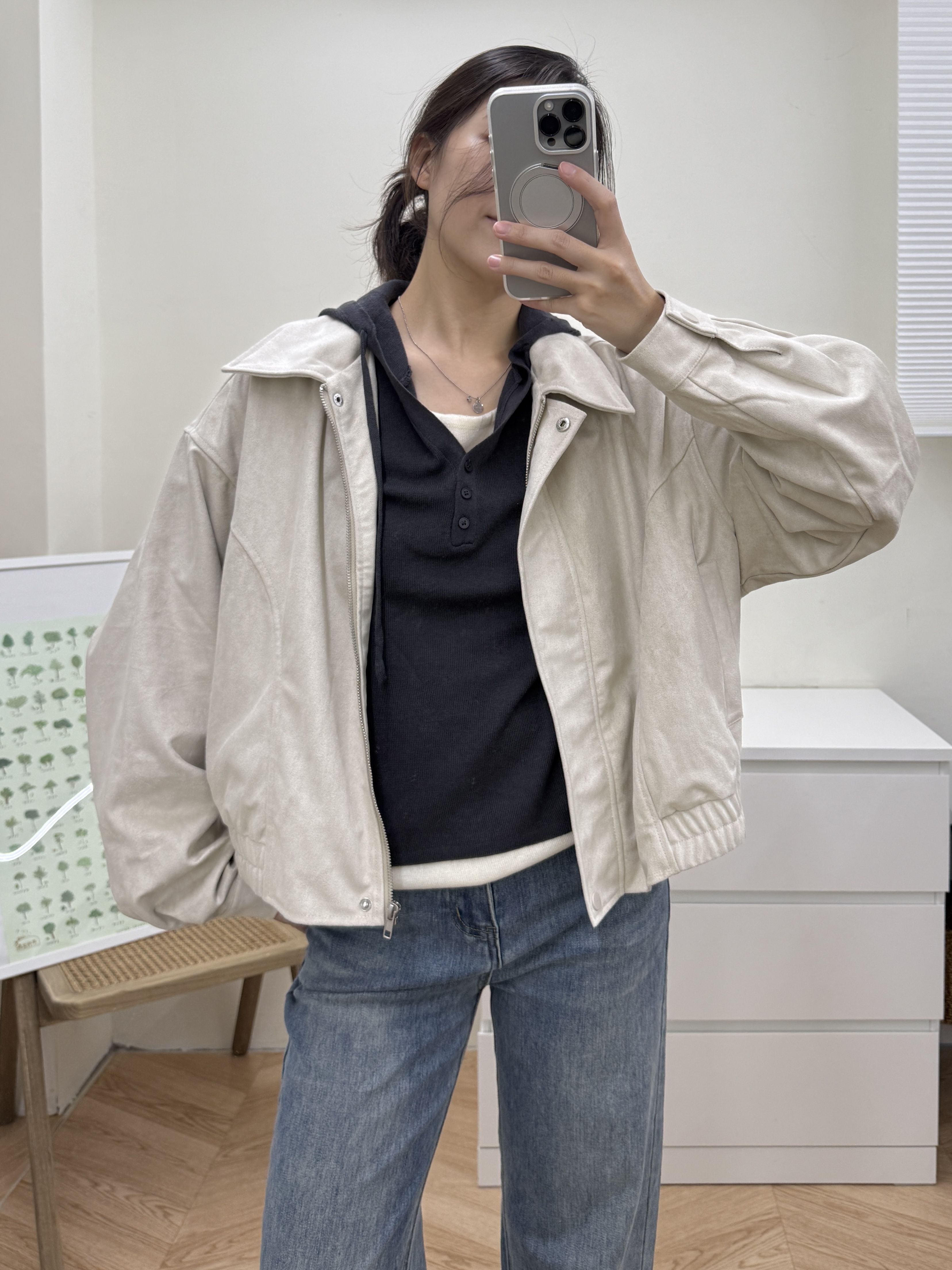 麂皮率性拉鍊外套*2色