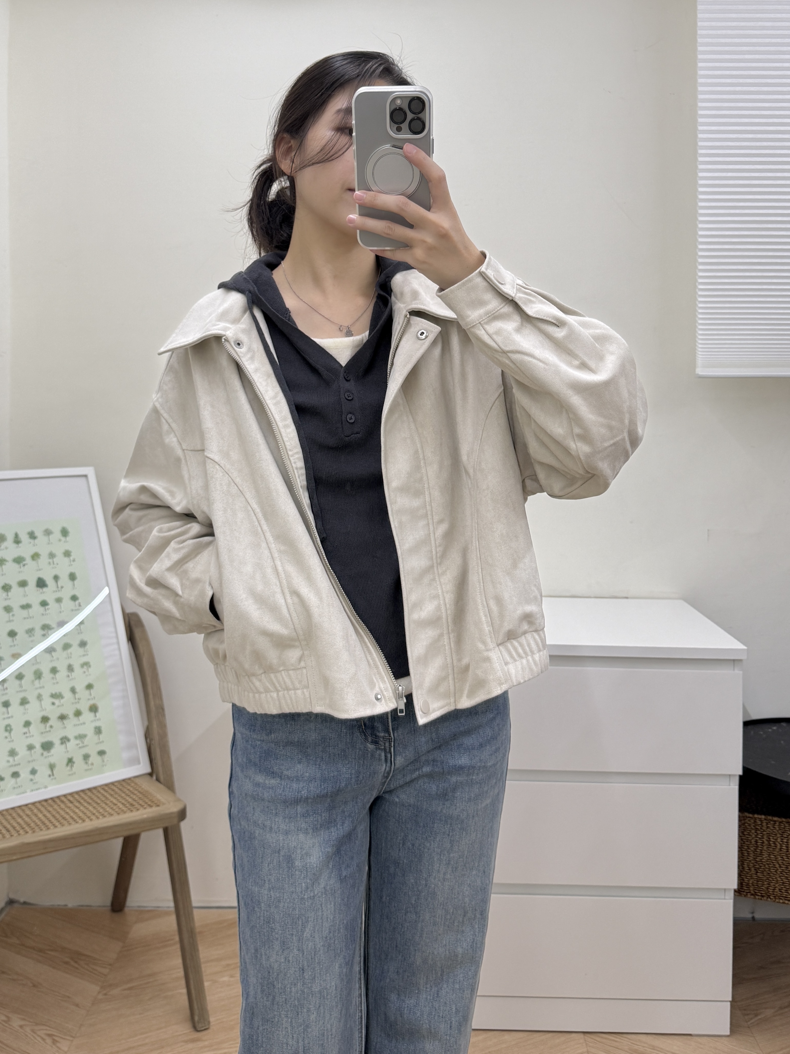 麂皮率性拉鍊外套*2色