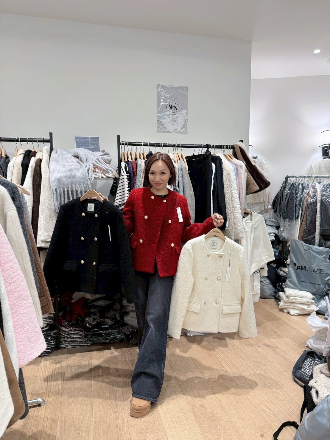 MN5202 氣質小香風雙排金扣外套