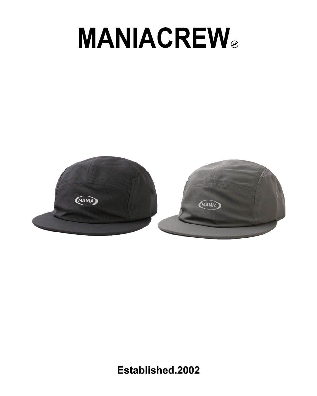 MANIA 抗撕裂5分割帽 吸濕排汗 黑/灰 25 A/W Short Visor 5-Panel Cap