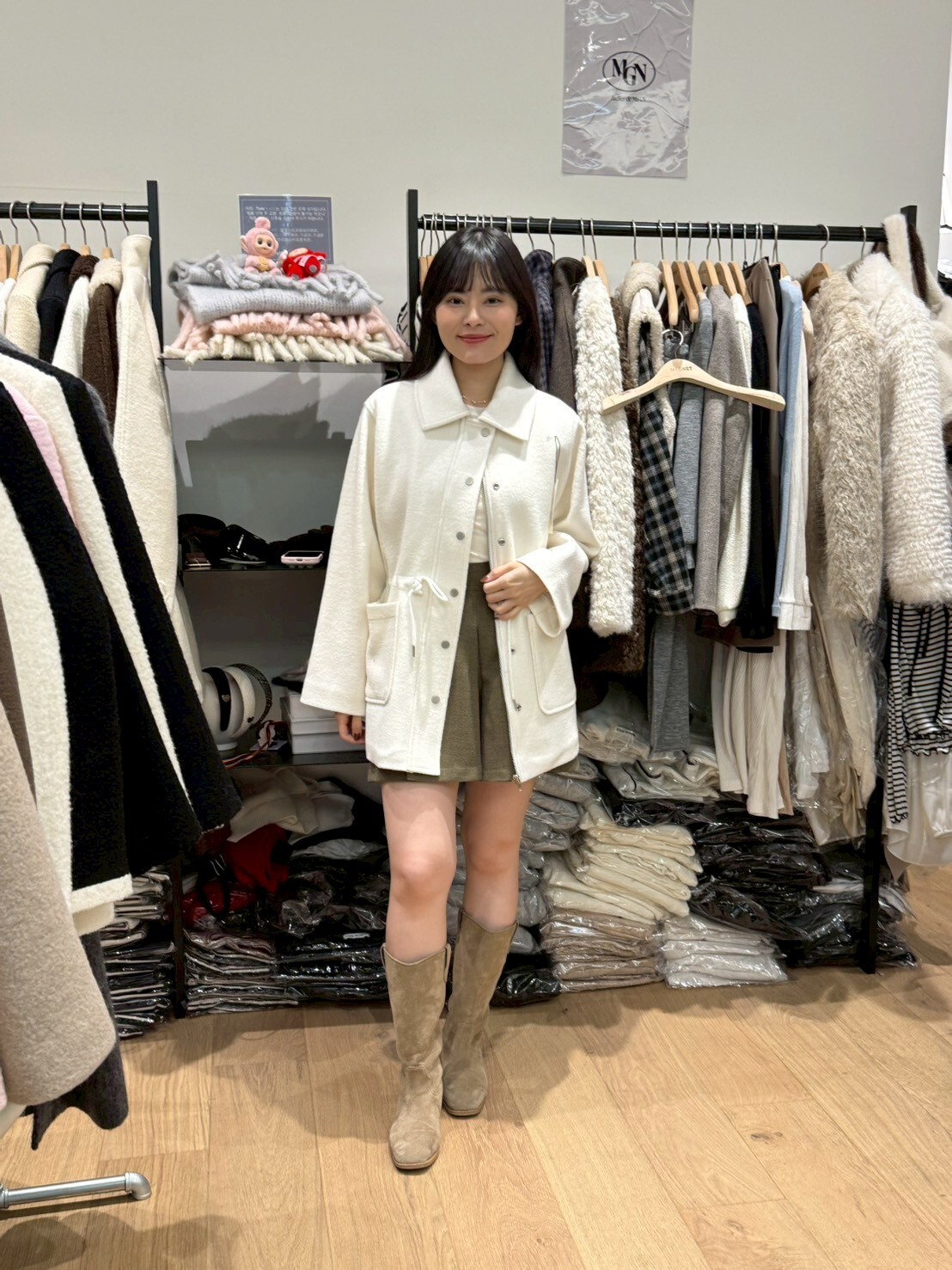 MN5204 束腰繩翻領啪鈕扣外套