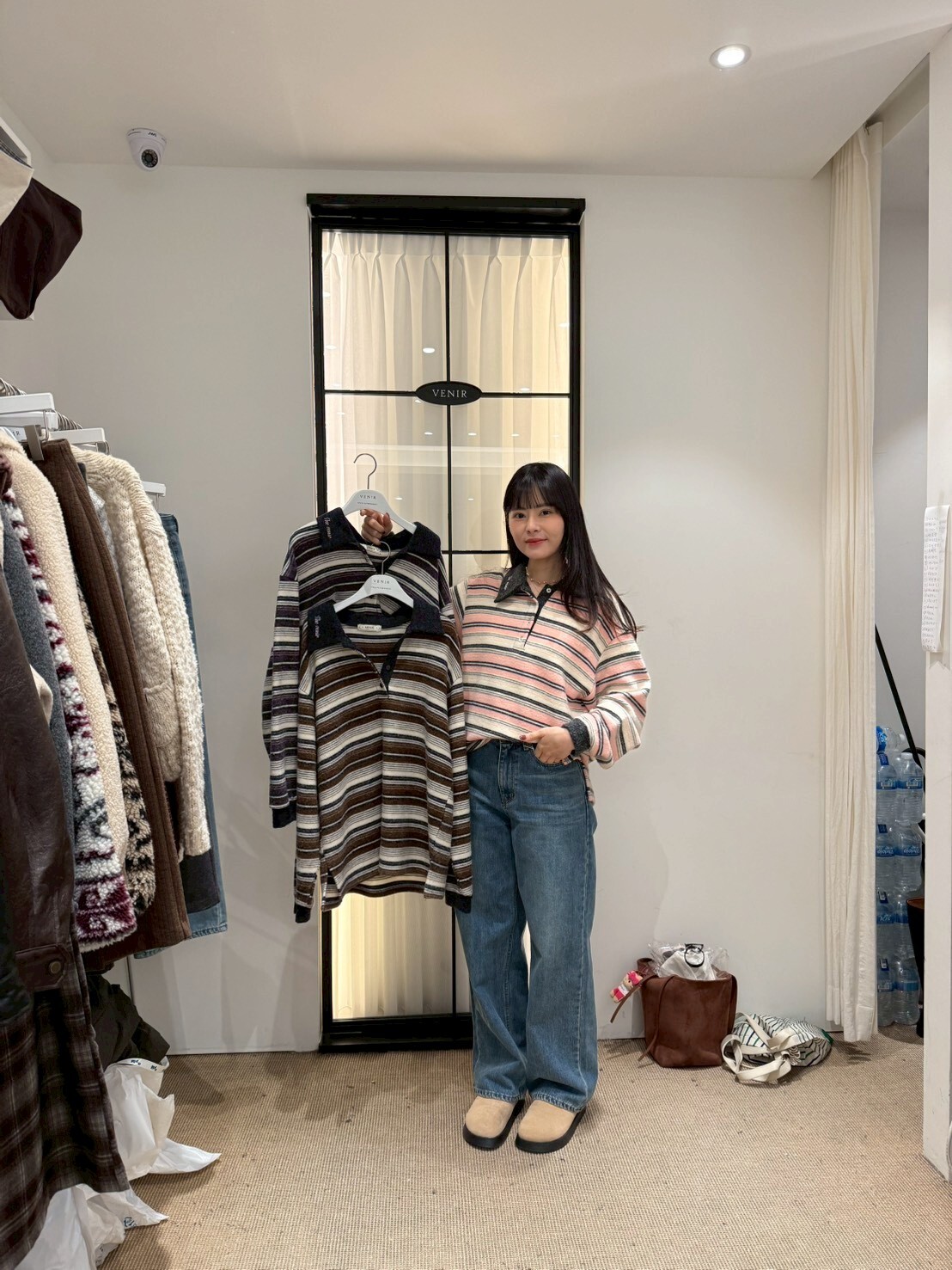 VR5223 加厚拉絨條紋長袖polo上衣