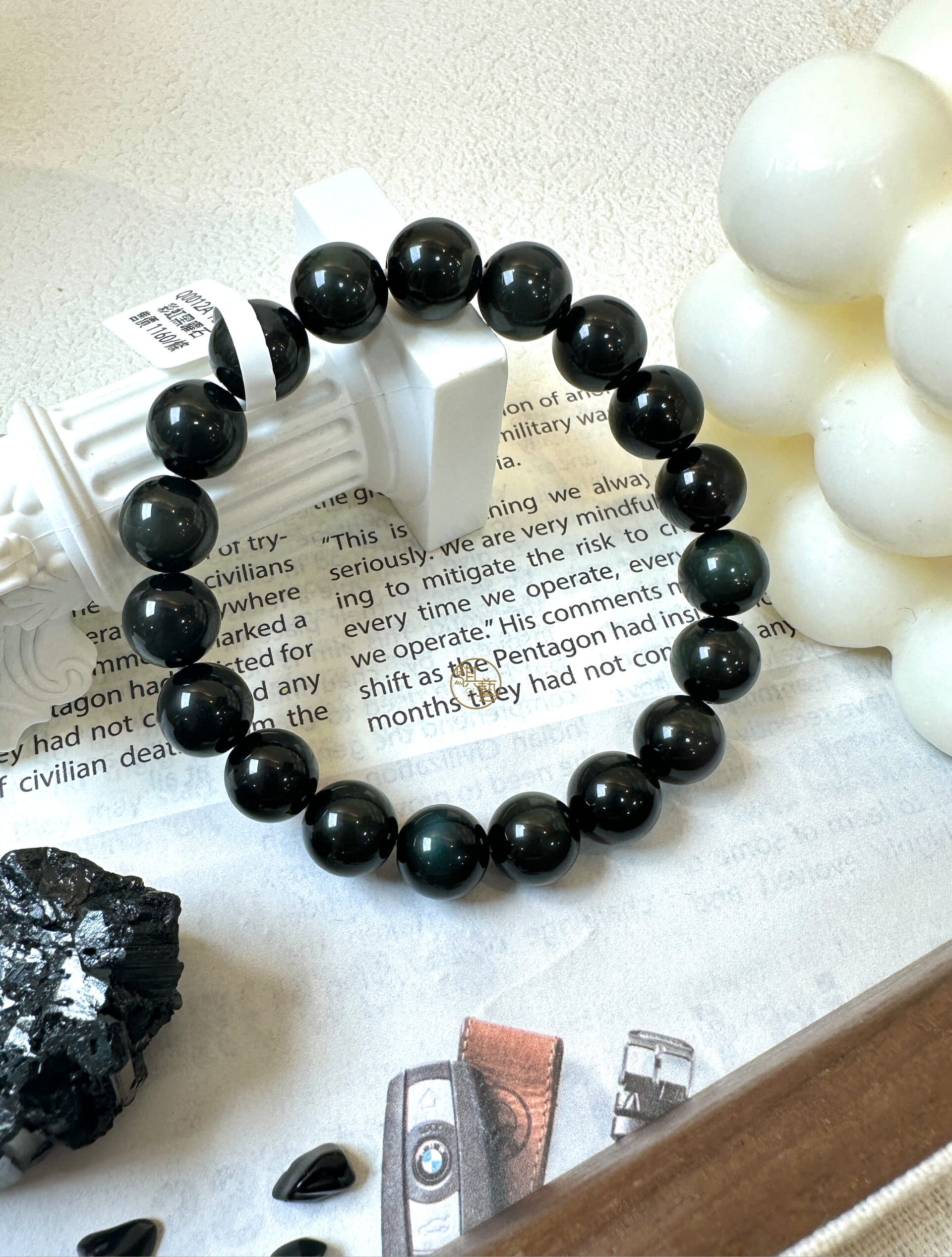 彩虹黑曜石手串10mm｜多色光暈・強效防護・情緒平衡