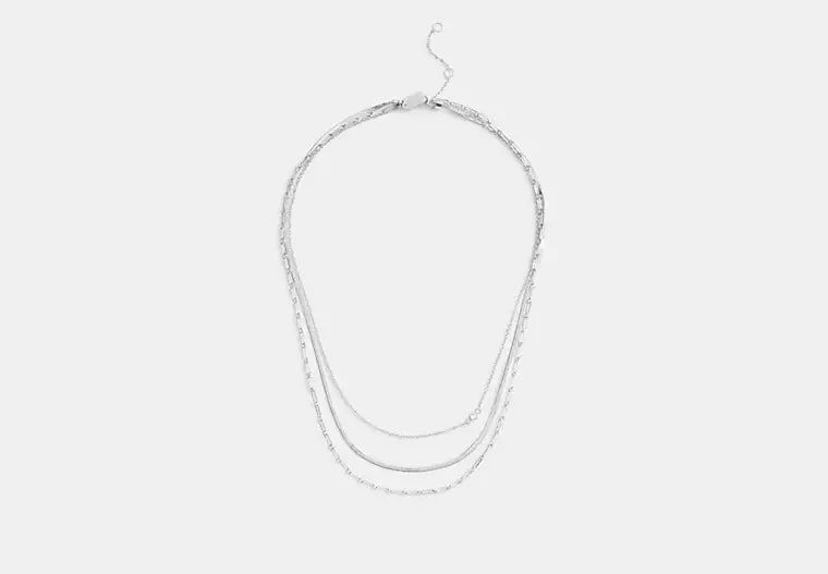 [U] COACH SILVER CAD37 LAYERED CHAIN NECKLACE, 889295653074 (UCO180)