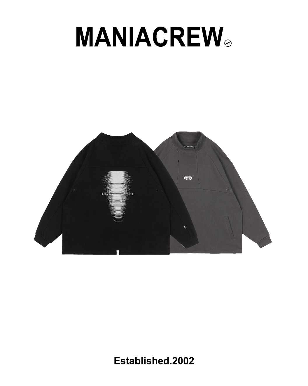 MANIA 立領大學TEE 黑/灰 25 A/W Graphic Smock Sweatshirt