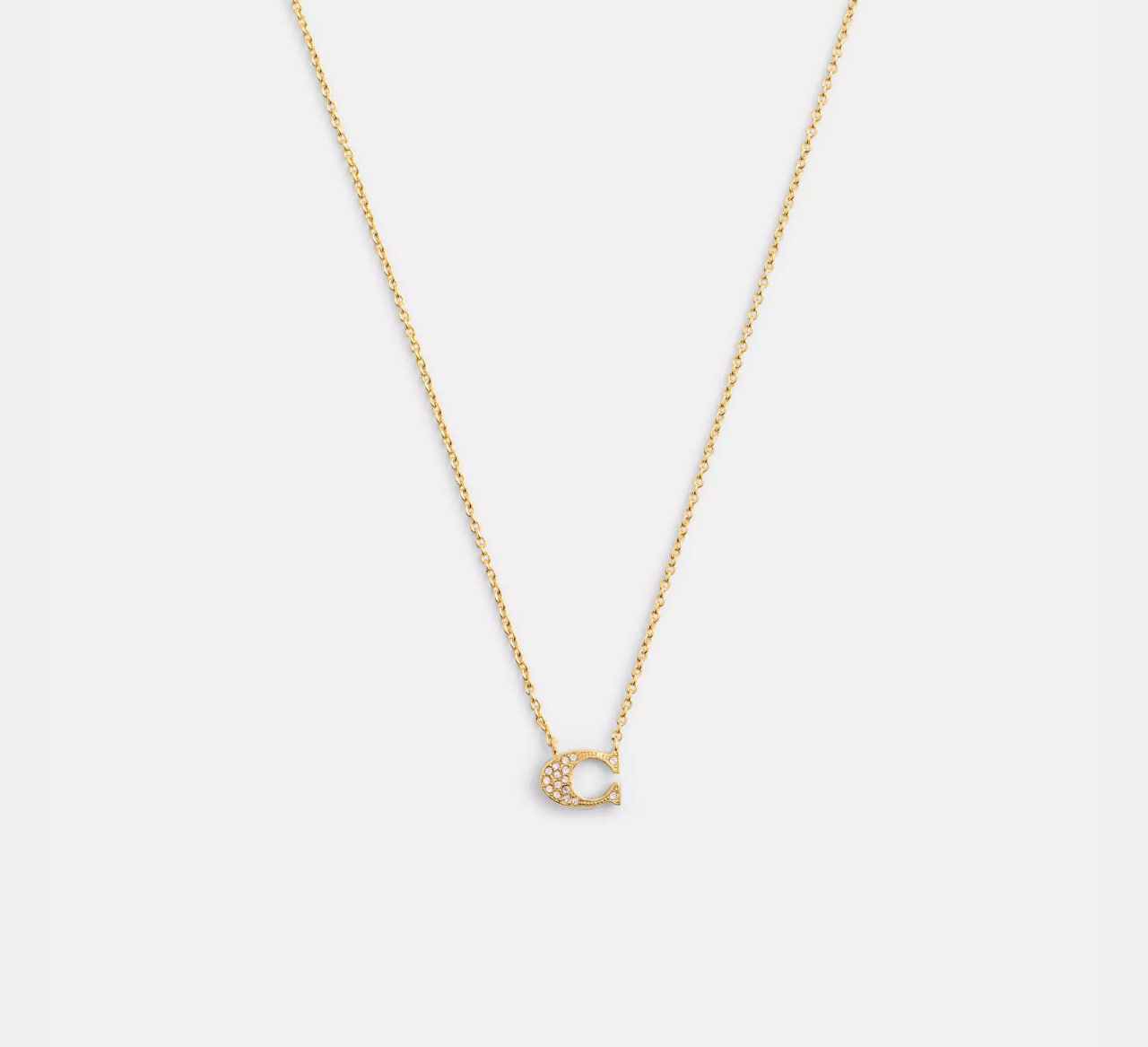 [U] COACH GOLD 91433 PAVE SIGNATURE NECKLACE, 889295375334 (UCO181)