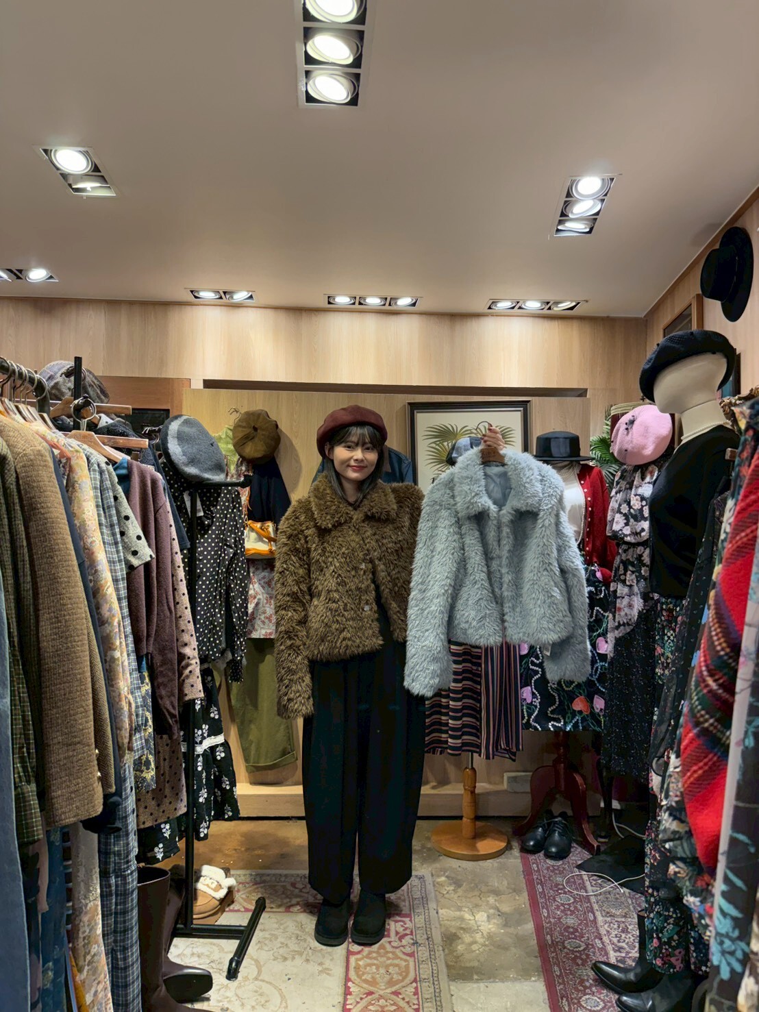 KM5243 長毛感反領短皮草