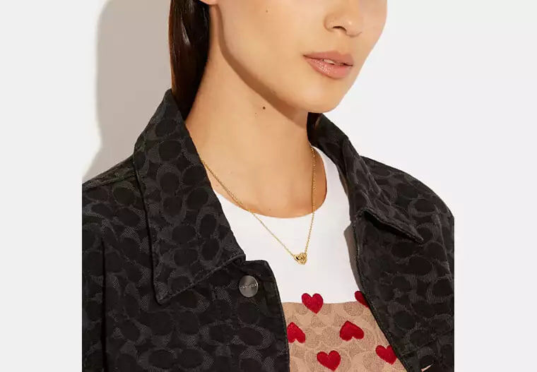 [U] COACH GOLD 91441 INTERLOCKING OPEN CIRCLE PENDANT NECKLACE, 889295374962 (UCO185)