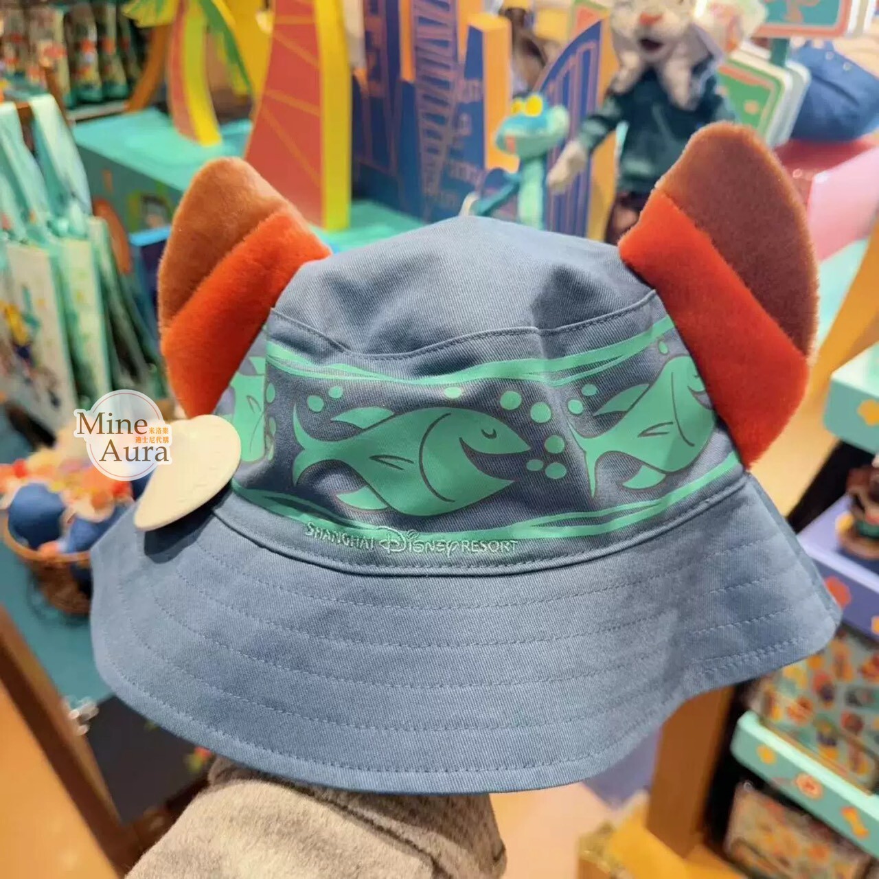 胡尼克 Nick 立體耳朵 造型 魚圖案 漁夫帽 帽子 動物方城市 Zootopia -上海迪士尼樂園