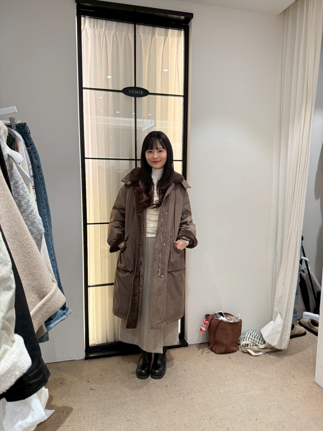 VR5229 鴨絨長款防潑水防風外套