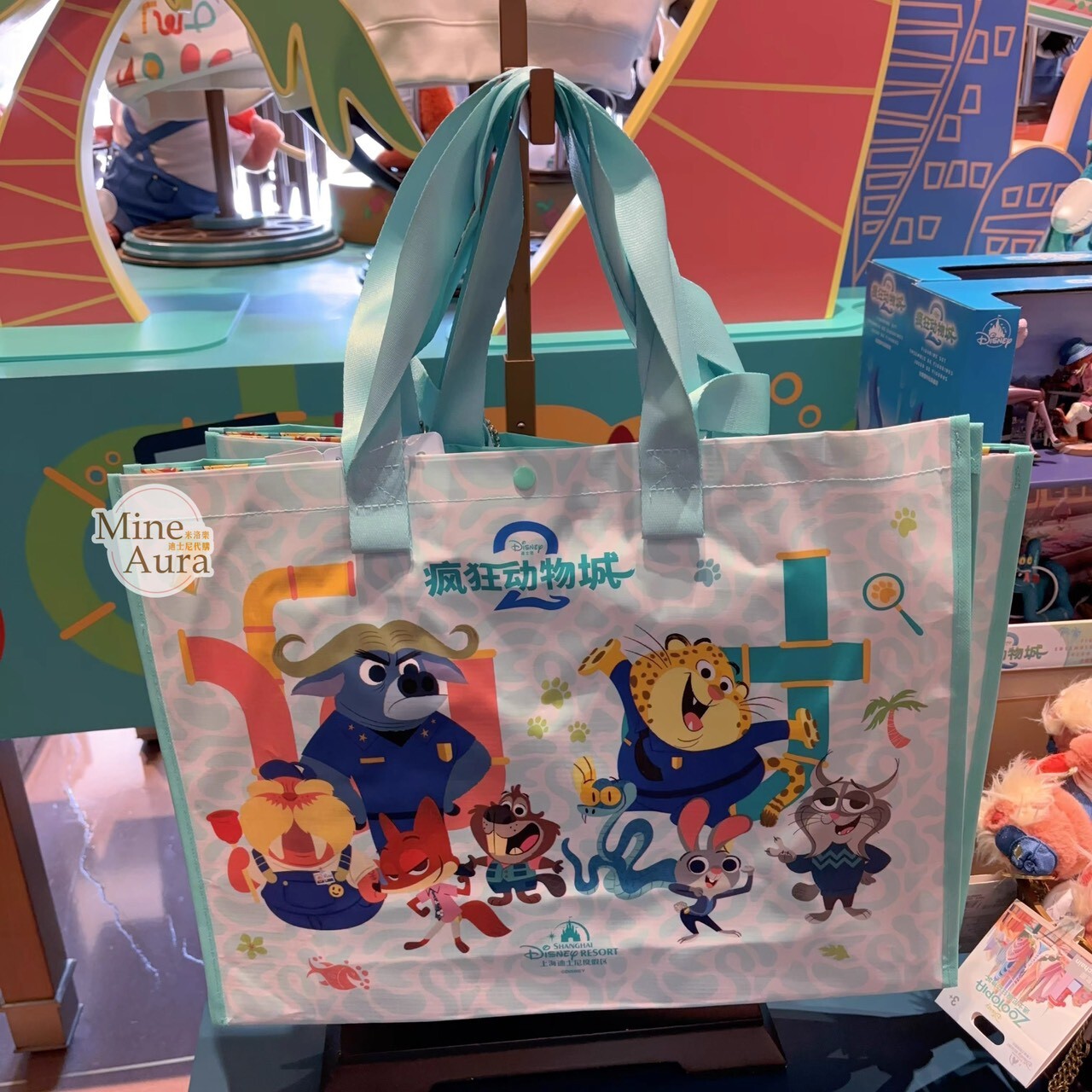 動物方城市 Zootopia 圖案 手提 環保袋 購物袋 附收納袋 -上海迪士尼樂園