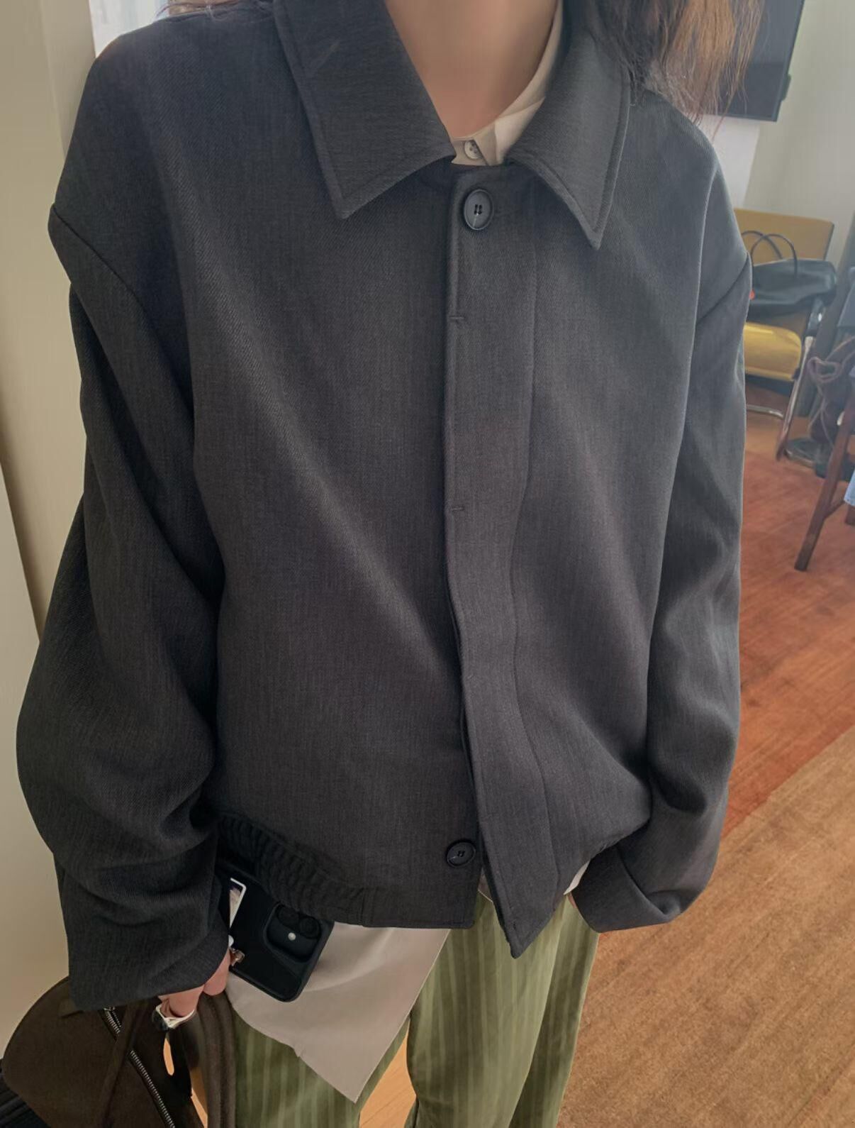 淨色反領拉鍊外套 JK2706