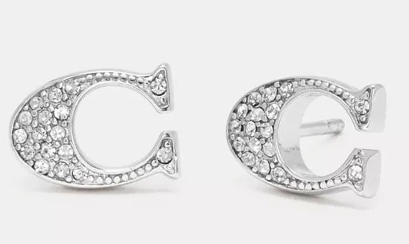 [U] COACH SILVER 29824 SIGNATURE STUD EARRINGS, 889295303269 (UCO192)