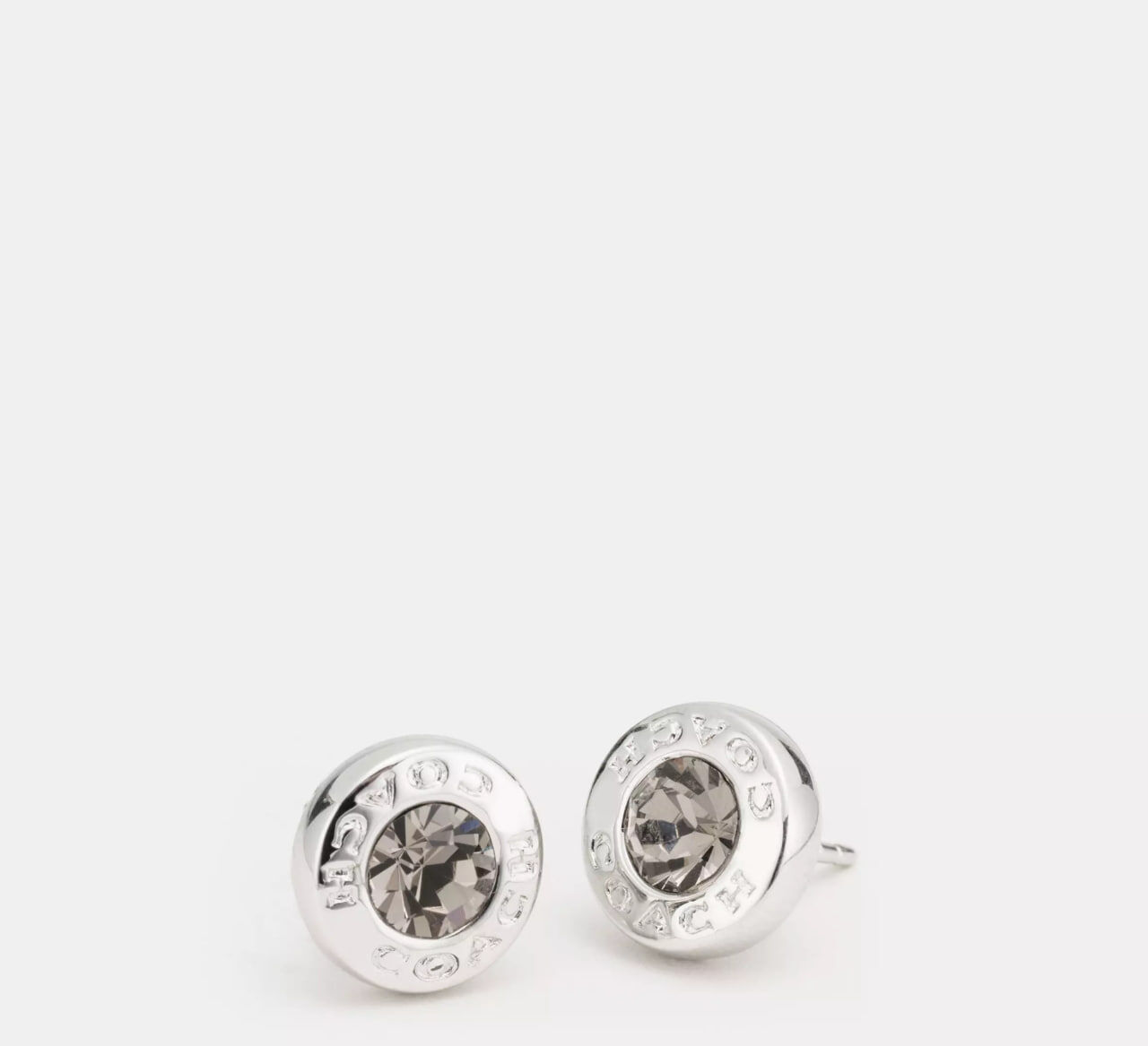 [U] COACH SILVER F54516 OPEN CIRCLE STONE STUD EARRINGS, 889295114971 (UCO193)