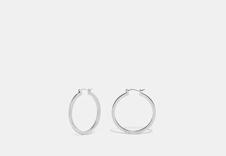 [U] COACH SILVER F73022 HOOP EARRINGS, 889295328361 (UCO194)