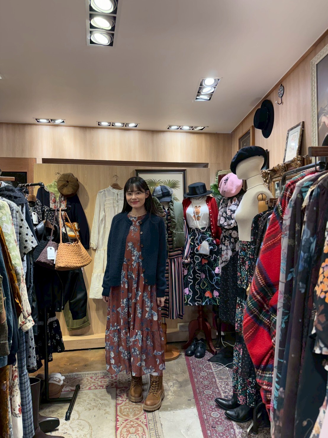 KM5225 長袖印花雪紡連衣裙