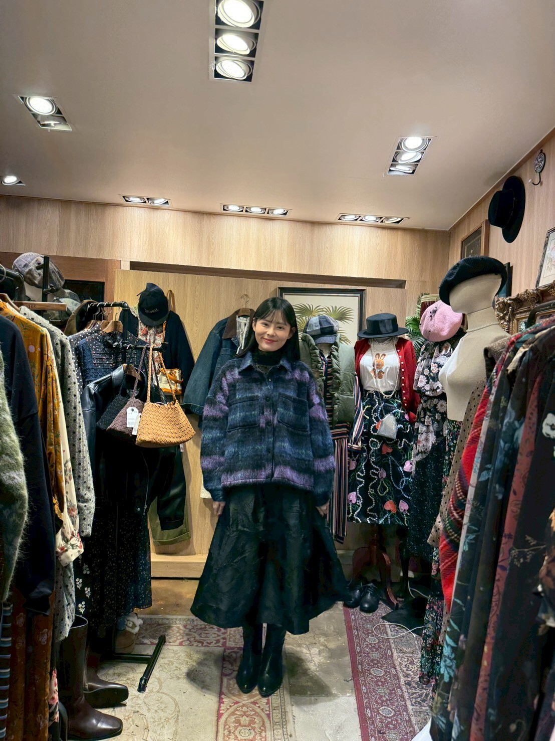 KM5261 紫藍色漸層短版毛感襯衫