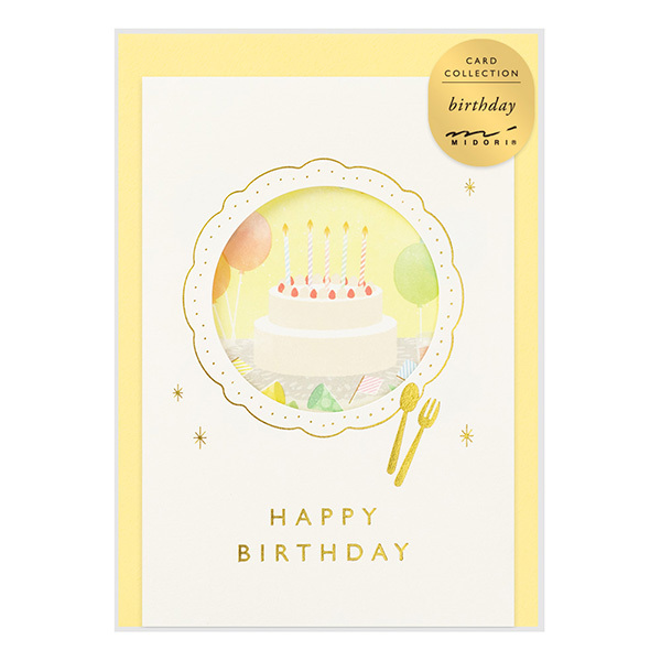 生日蛋糕 造型花窗卡片｜MIDORI 日本