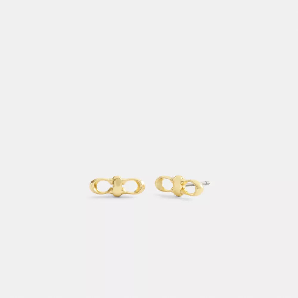 [U] COACH GOLD CCU54 LINK STUD EARRINGS, 889295701768 (UCO197)