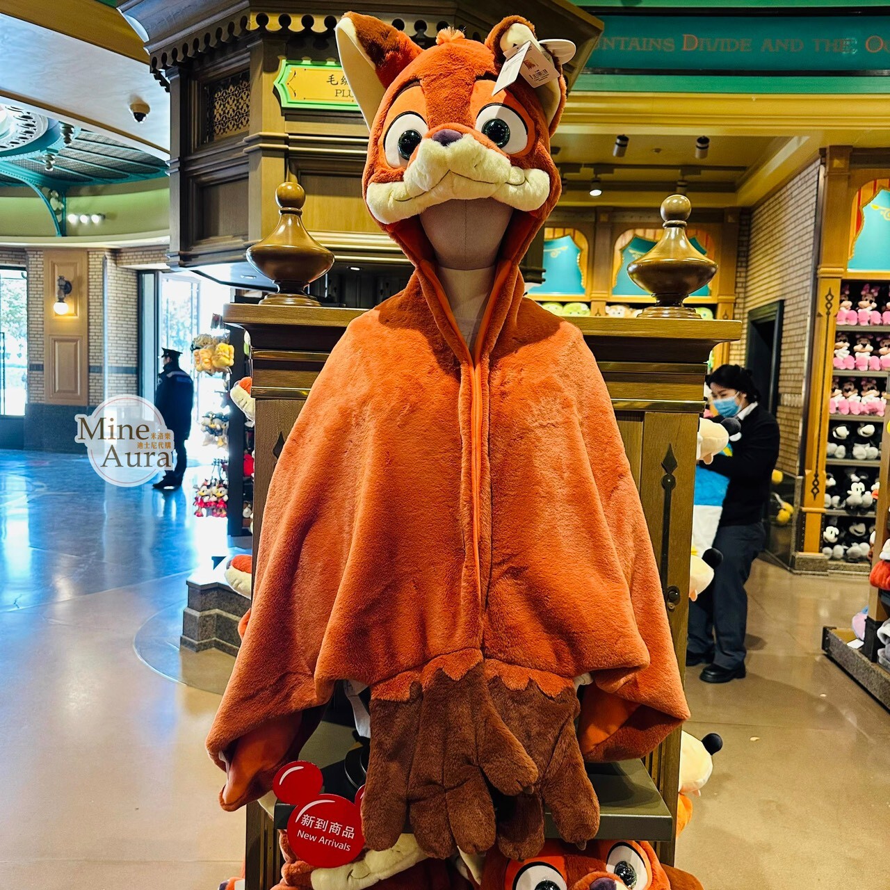 胡尼克 Nick 狐狸 大頭 連帽造型 披肩 毛毯 可摺疊收納 動物方城市 Zootopia -上海迪士尼樂園