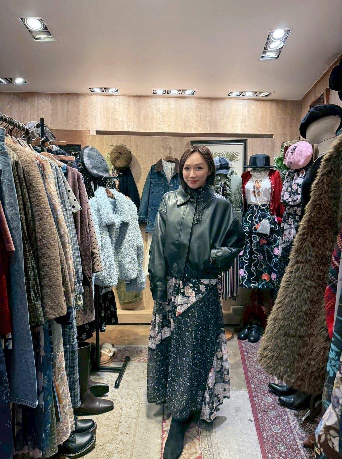 KM5201 印花點點雪紡中長裙