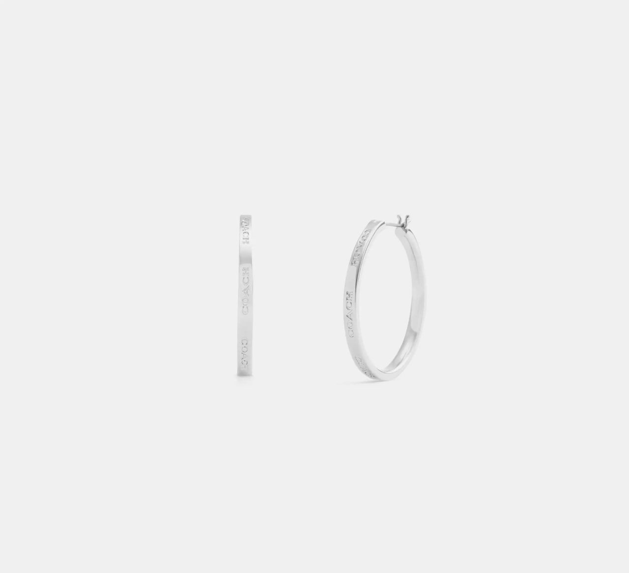 [U] COACH SILVER CBW17 MEDIUM HOOP EARRINGS, 889295686096 (UCO200)