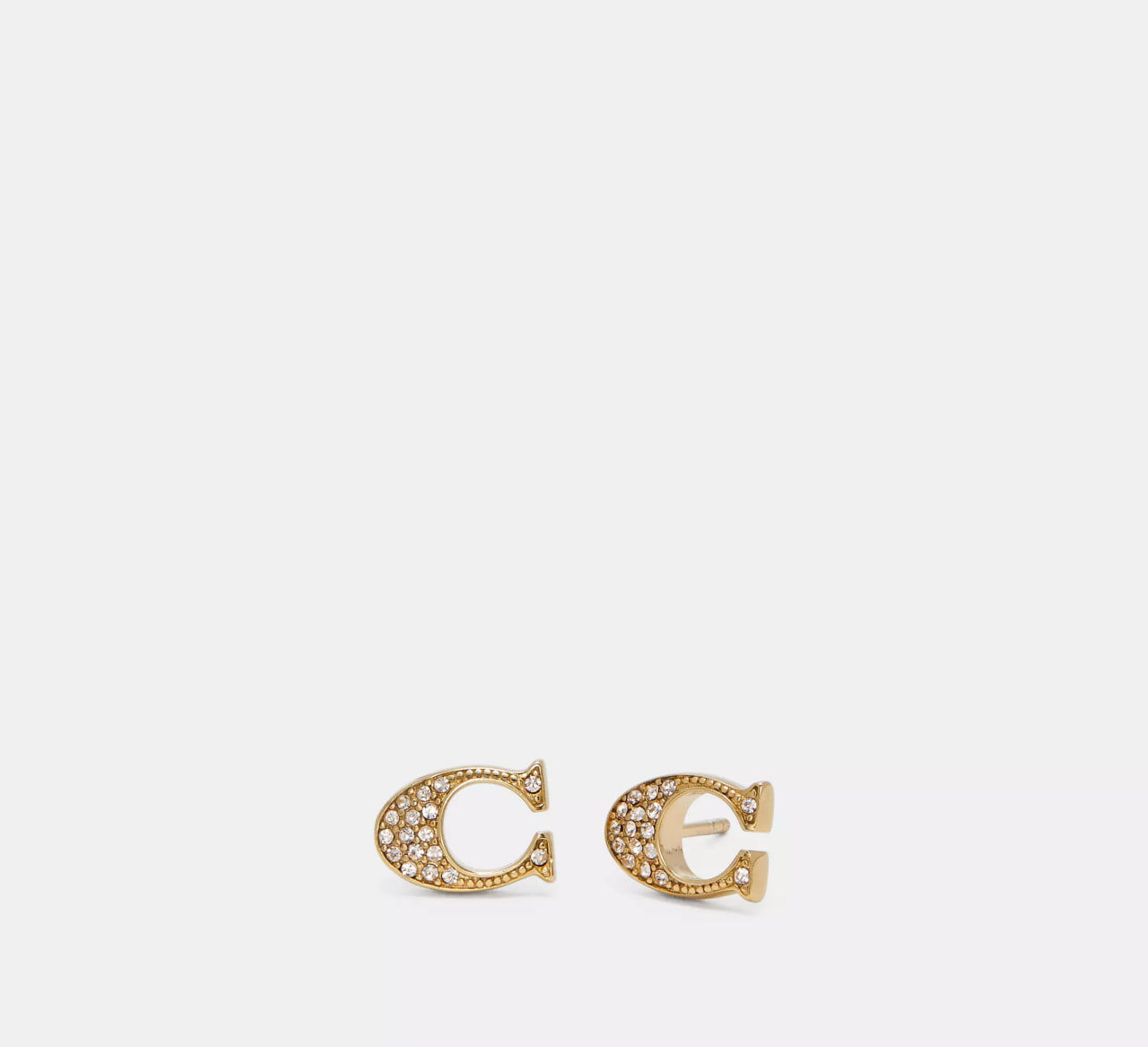 [U] COACH GOLD F29824 SIGNATURE STUD EARRINGS, 191202698154 (UCO202)