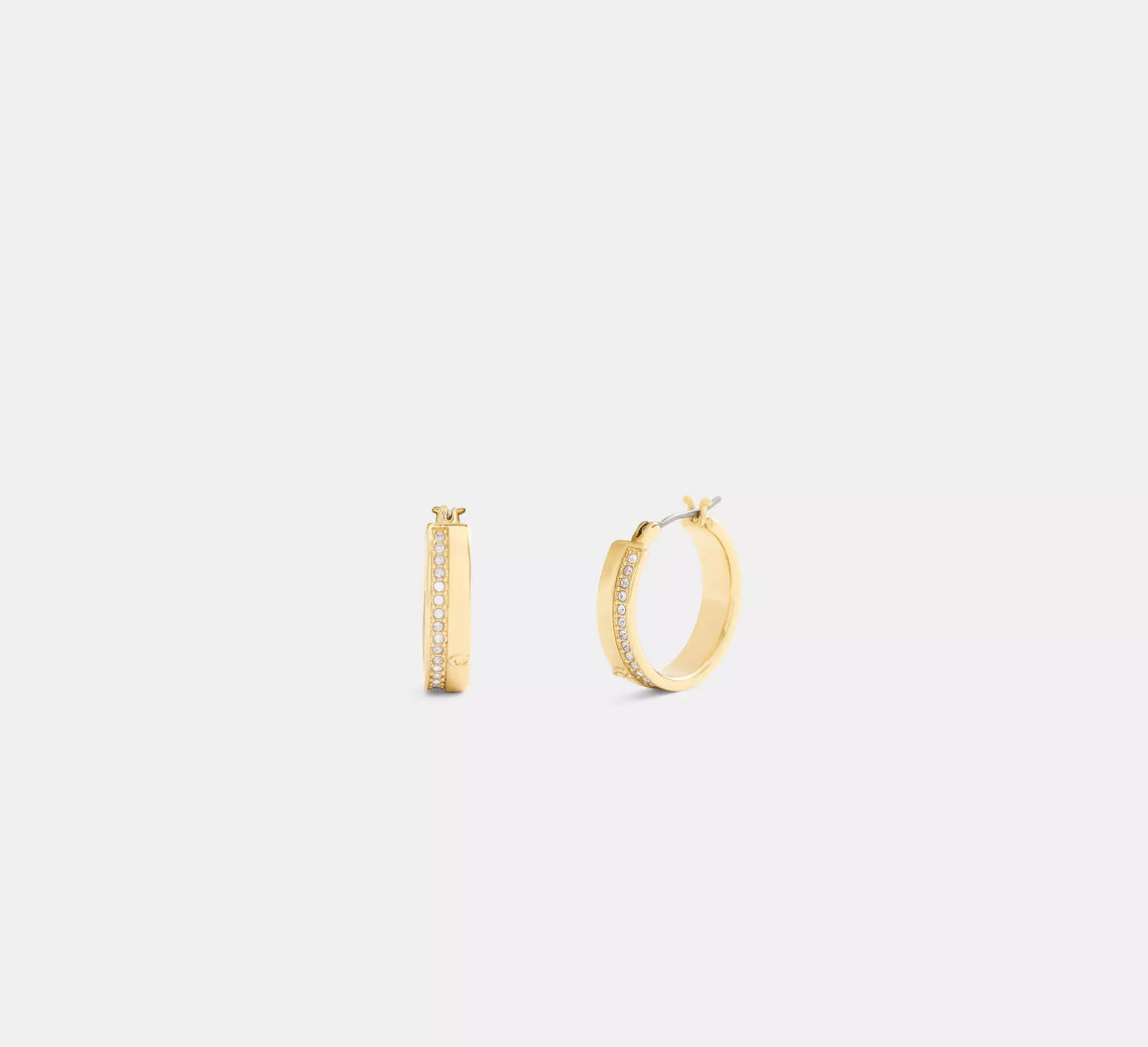 [U] COACH GOLD CT047 PAVE HOOP EARRINGS, 889295594209 (UCO208)