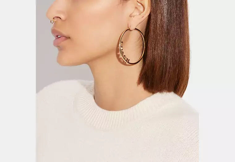 [U] COACH GOLD C9111MEDIUM HOOP EARRINGS, 889295447307 (UCO209)