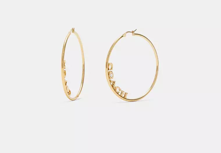 [U] COACH GOLD C9111MEDIUM HOOP EARRINGS, 889295447307 (UCO209)