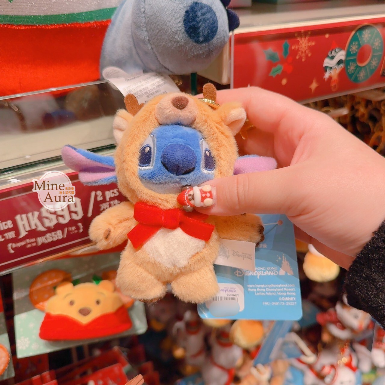 聖誕節系列 史迪奇 Stitch 絨毛 吊飾 鑰匙圈 星際寶貝 Lilo & Stitch -香港迪士尼樂園