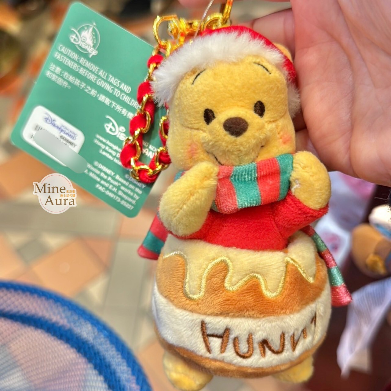 聖誕節系列 小熊維尼 Winnie the Pooh 絨毛 吊飾 鑰匙圈 -香港迪士尼樂園