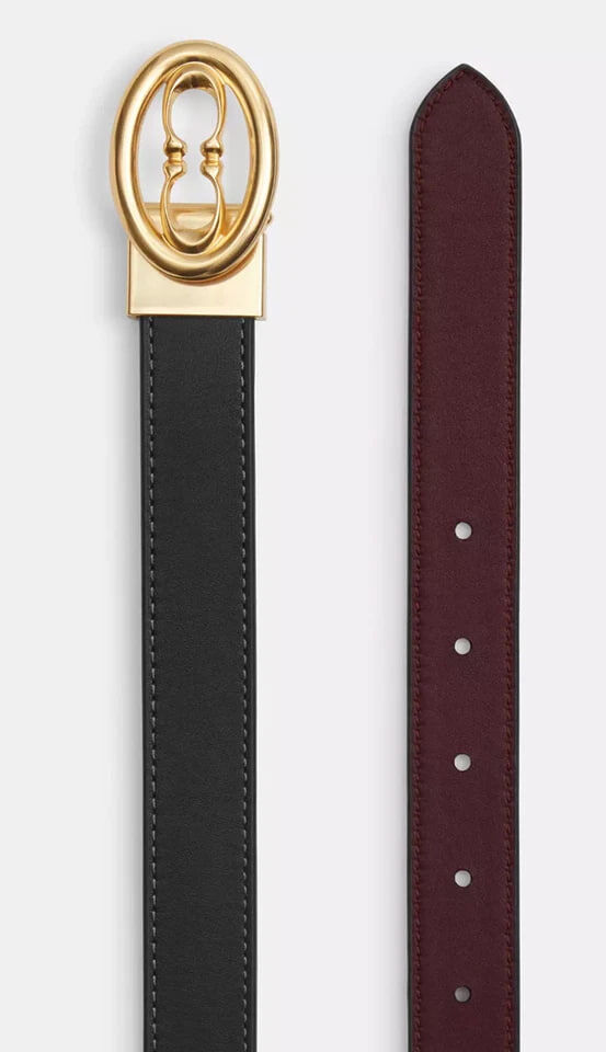 [U] COACH BLACK/GOLD CZ444 25 CTS KSS C LTHR BELT, 196395879342 (UCO212)