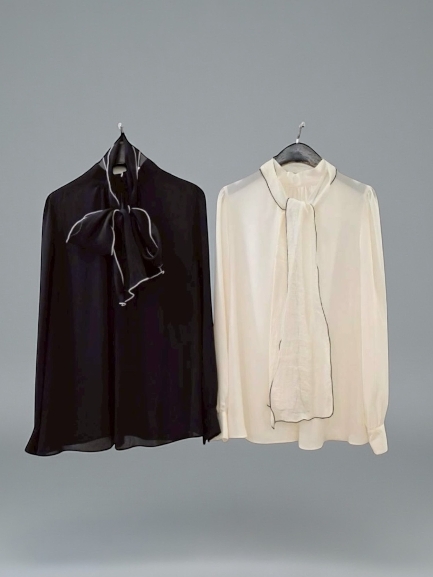 立領抓摺滾邊領巾上衣